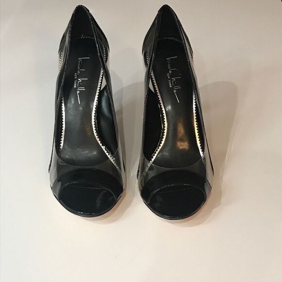 Nicole Miller Black Clear Shoes Size 8 - Picture 10 of 15